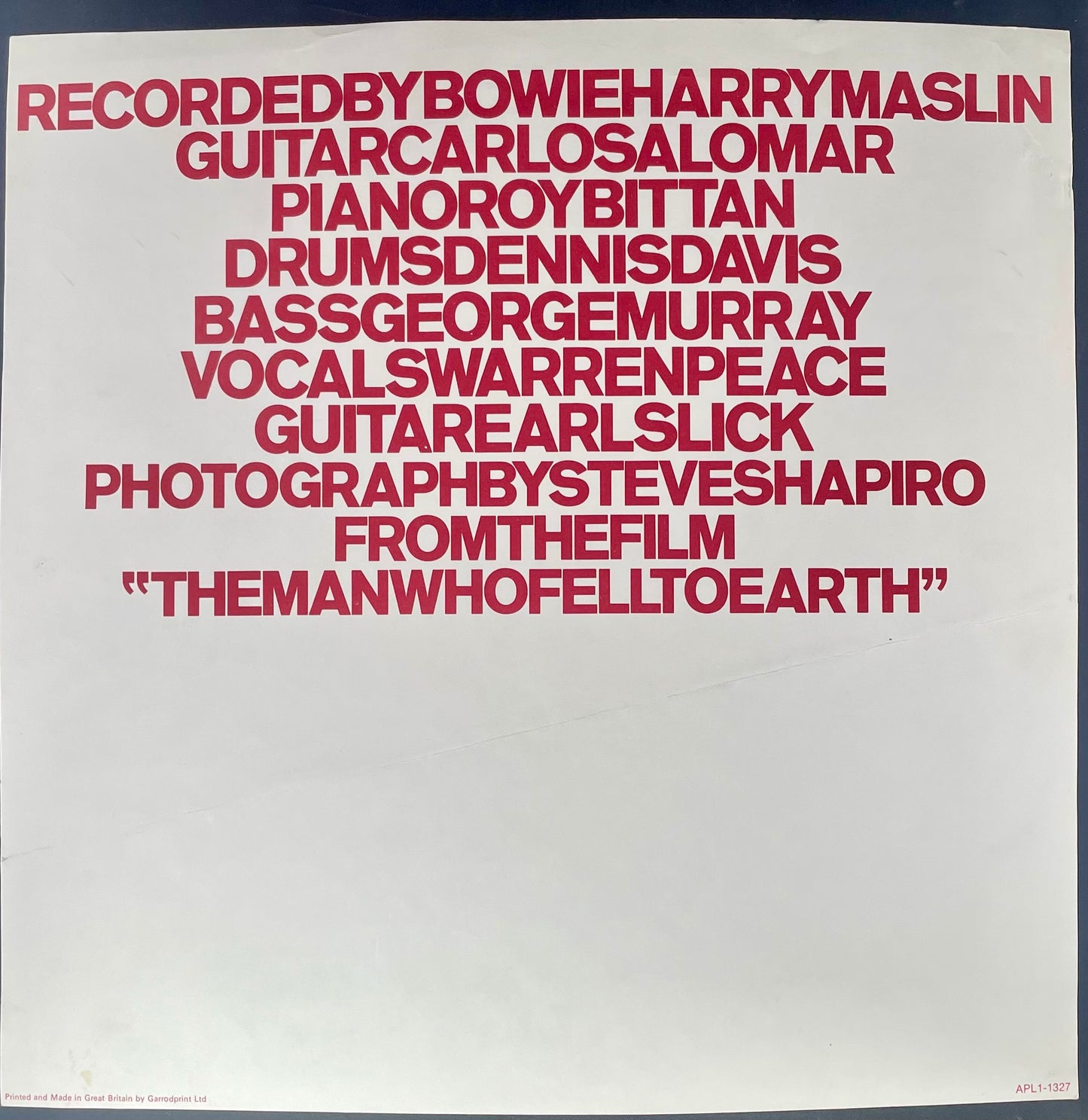 David Bowie – Station To Station - USED Vinyl LP