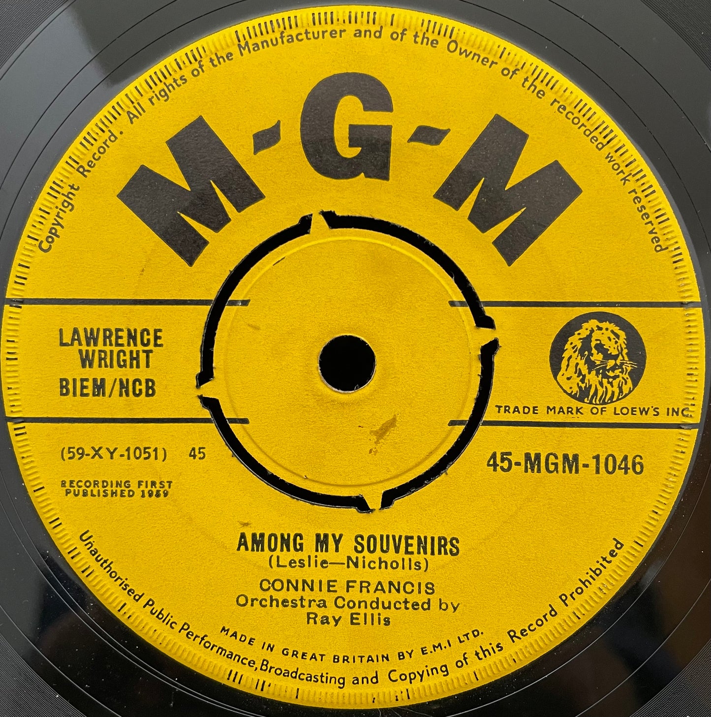 Connie Francis – Among My Souvenirs – gebrauchte 7"-Vinyl-Single