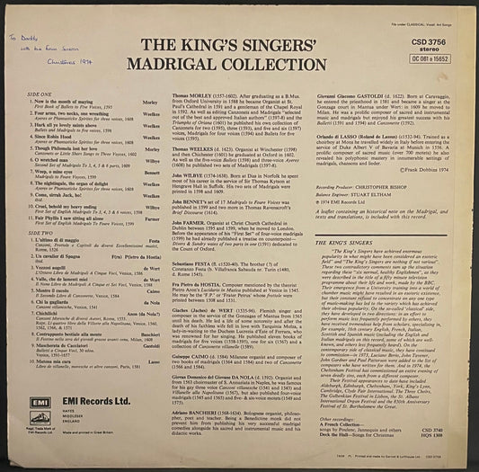 The King's Singers – Madrigal Collection (English & Italian Madrigals) – USED Vinyl LP