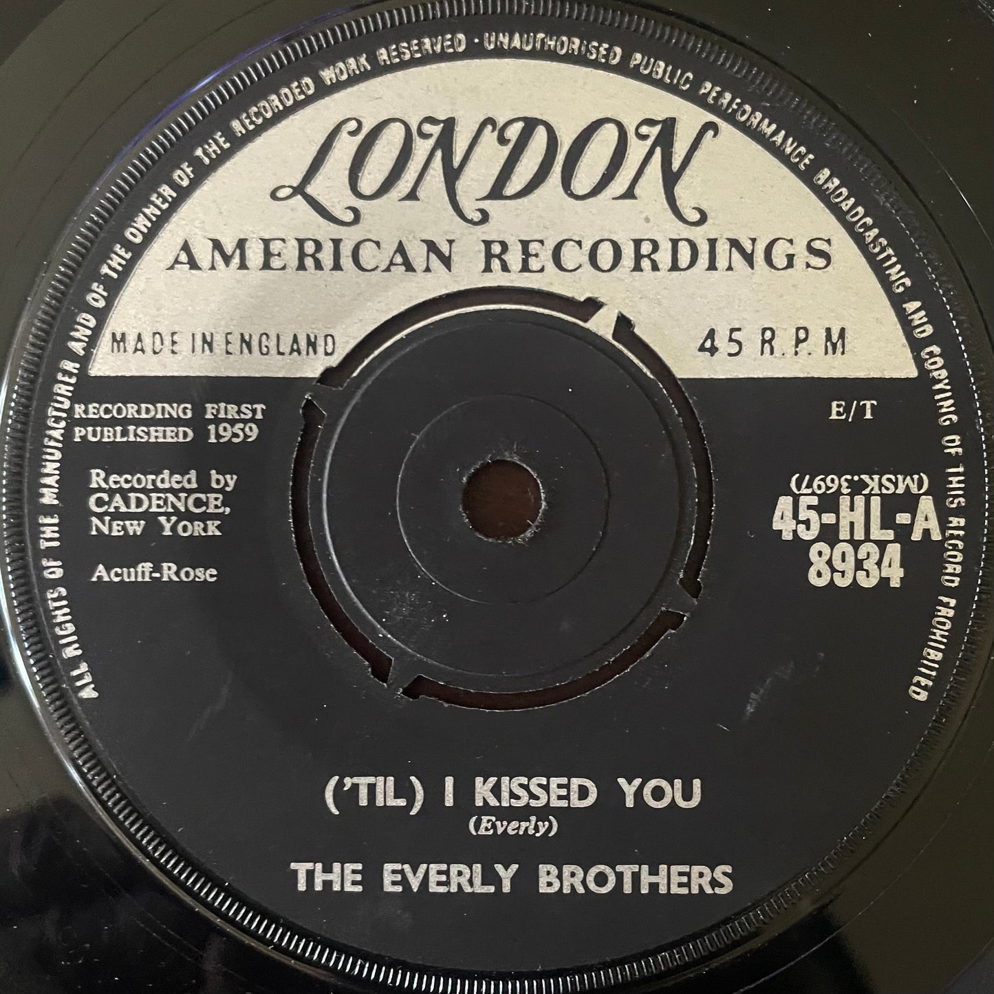The Everly Brothers – ('Til) I Kissed You - USED Vinyl 7" Single