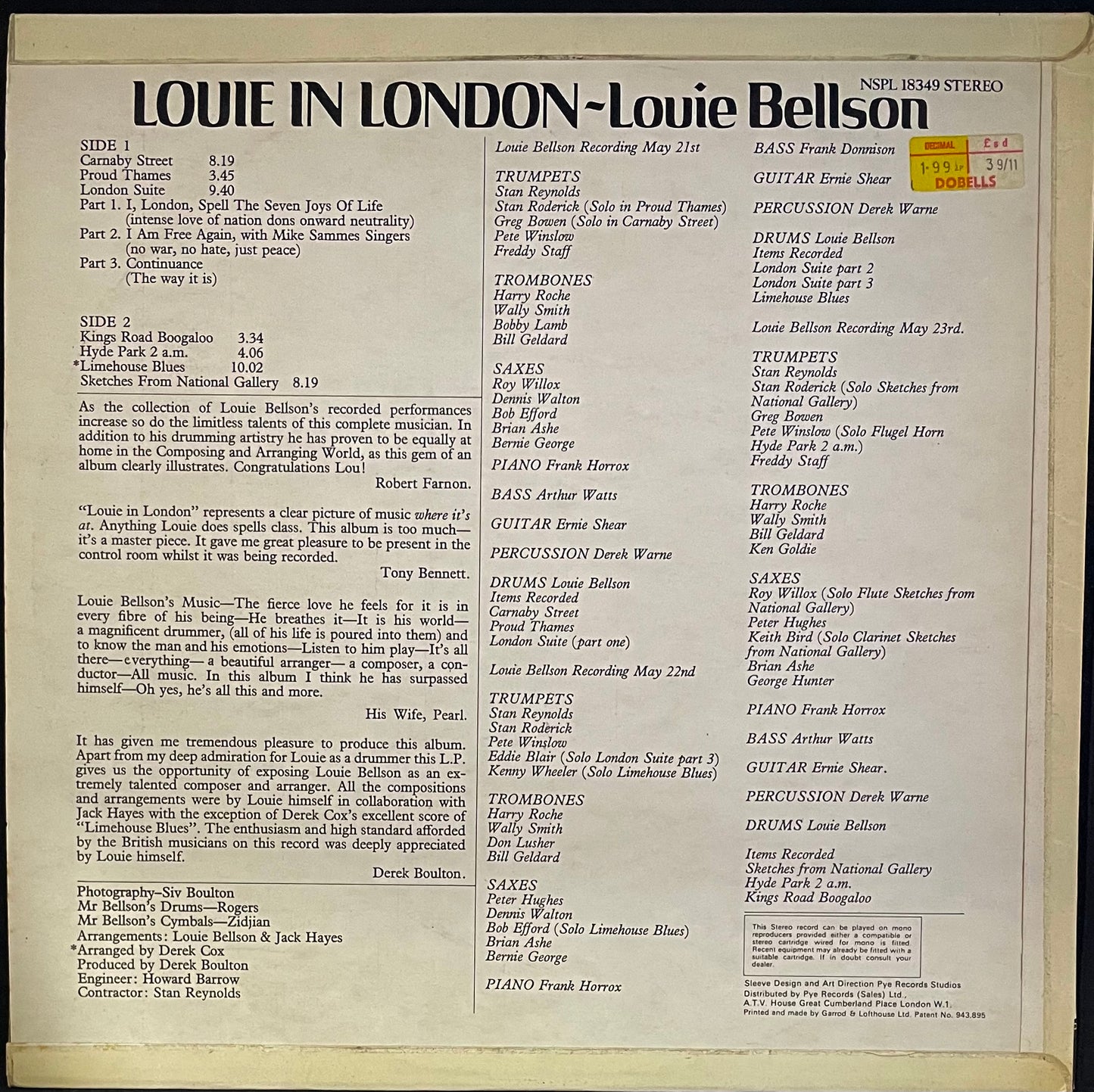 Louis Bellson – Louie In London - USED Vinyl LP