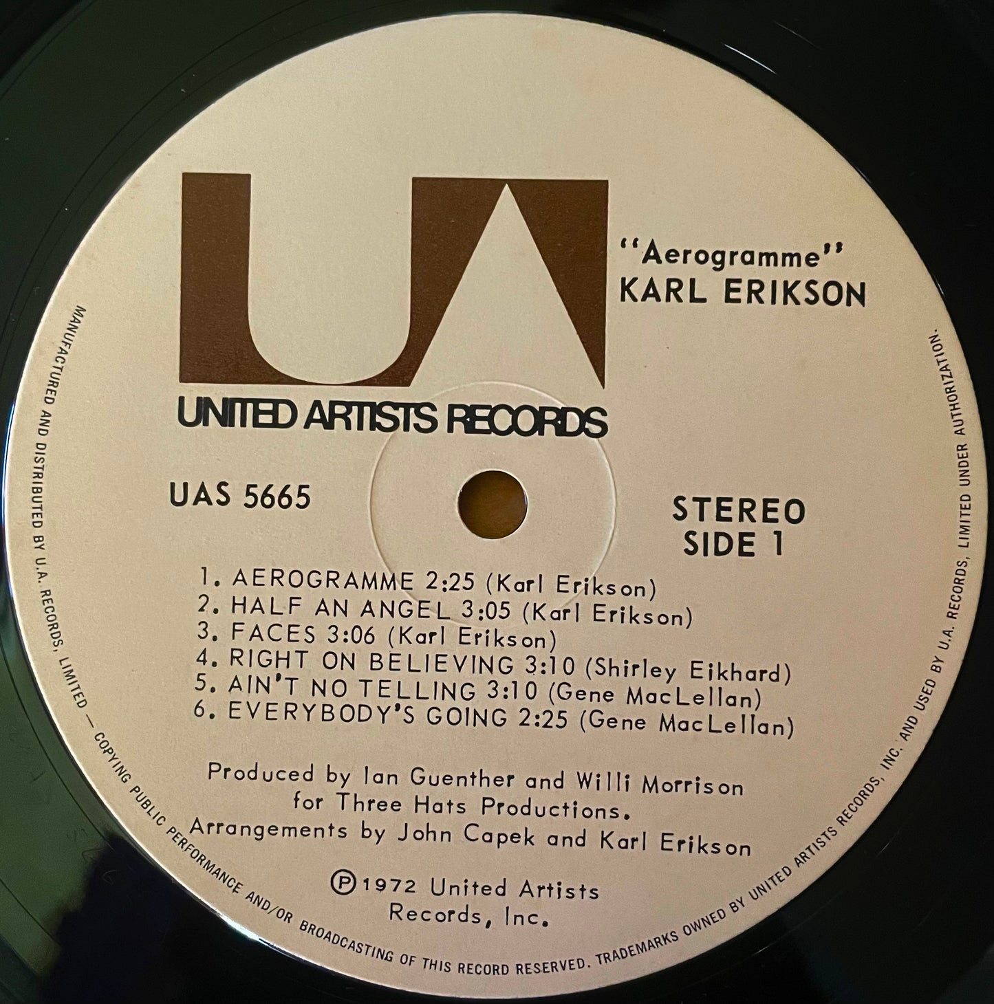 Karl Erikson – Aerogramme - USED Vinyl LP