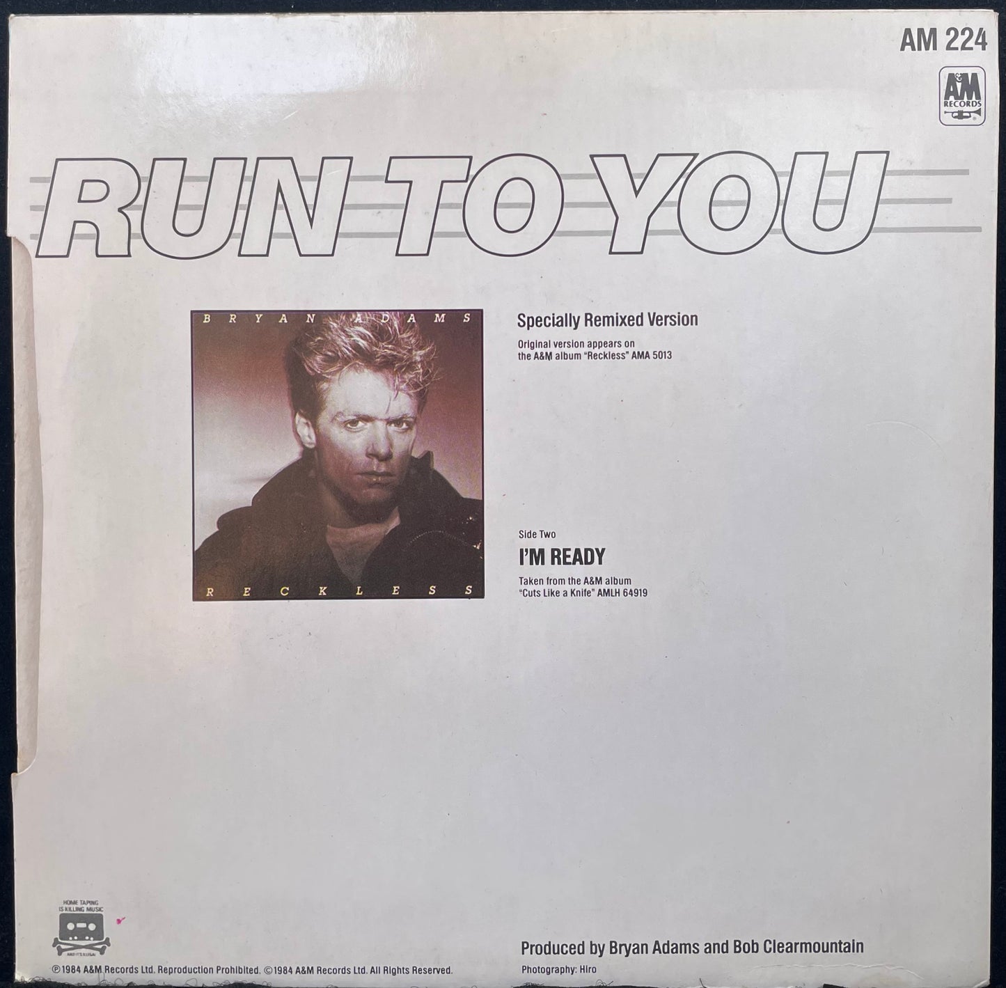 Bryan Adams – Run To You - USED Vinyl 7" Single