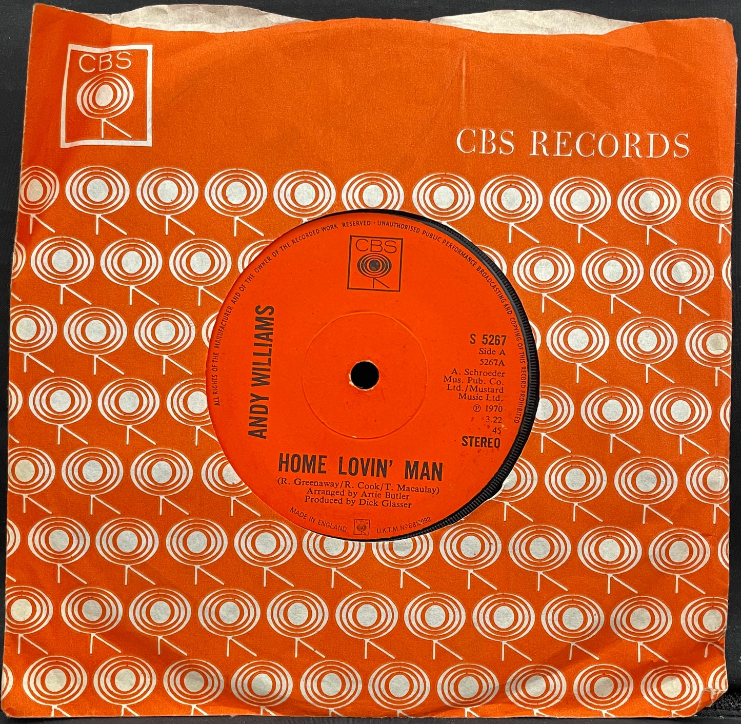 Andy Williams – Home Lovin' Man – USED Vinyl 7" Single