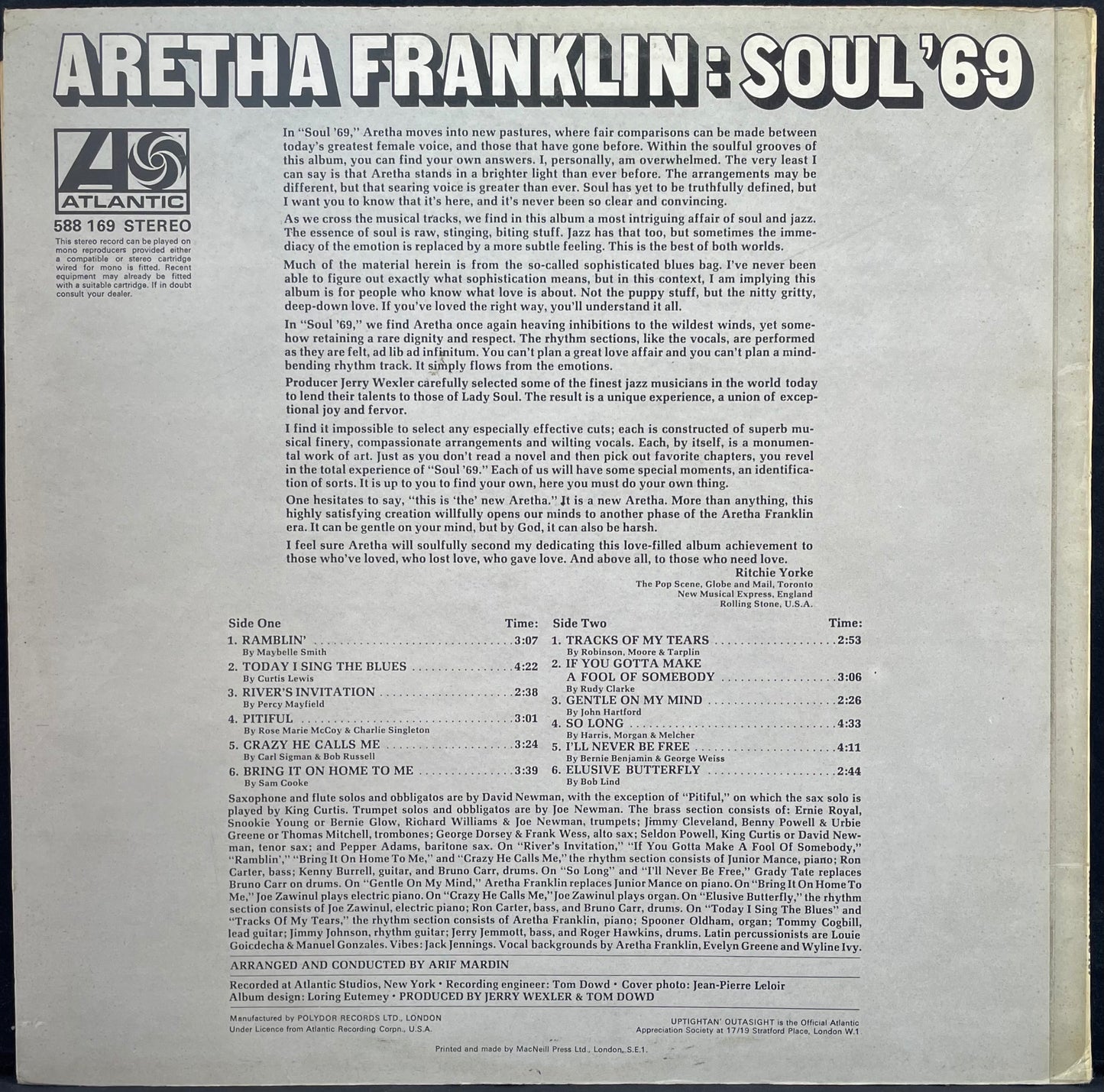 Aretha Franklin – Soul '69 - USED Vinyl LP
