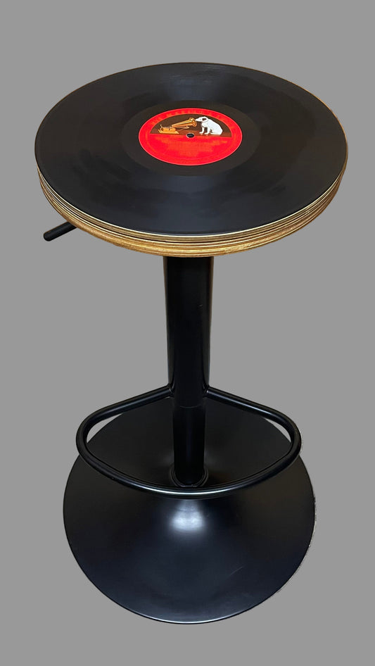 Gas Lift Bar Stool with Vinyl Record Seat