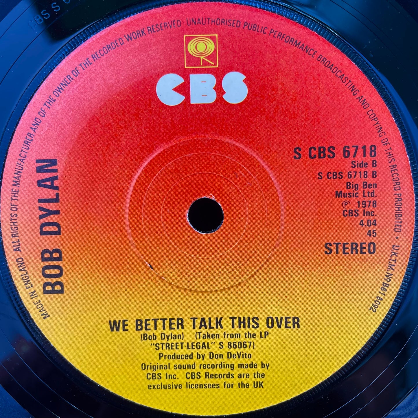 Bob Dylan – Is Your Love In Vain? - USED Vinyl 7" Single