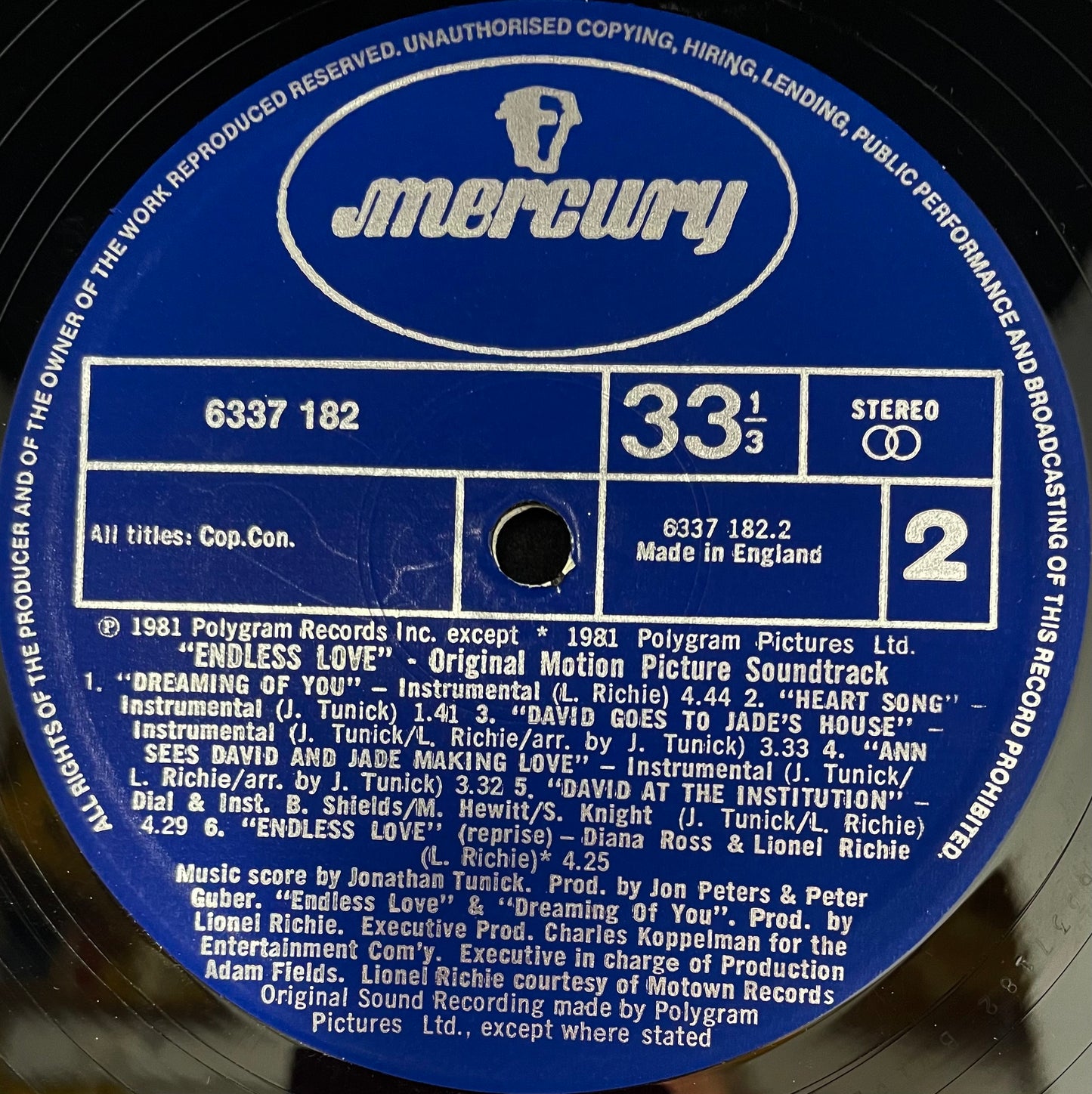 Various – Endless Love - USED Vinyl LP