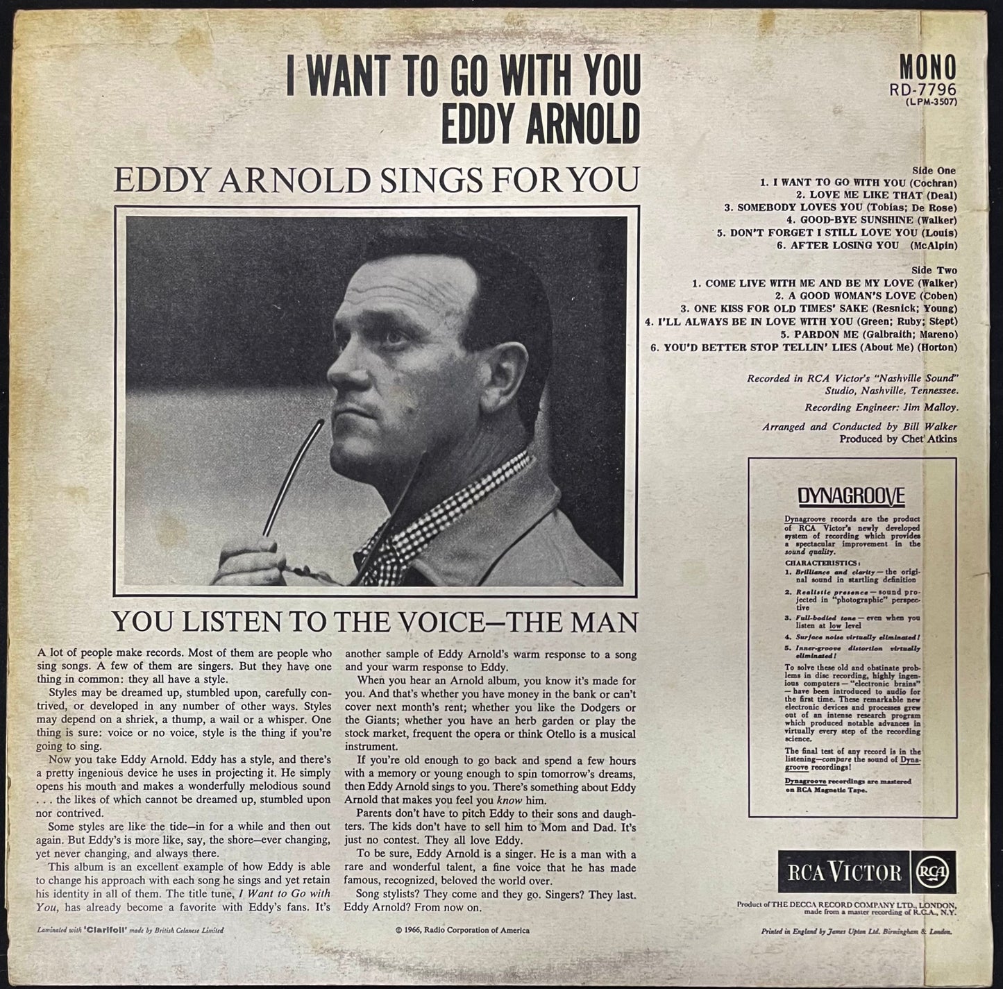 Eddy Arnold – I Want To Go With You - USED Vinyl LP MONO