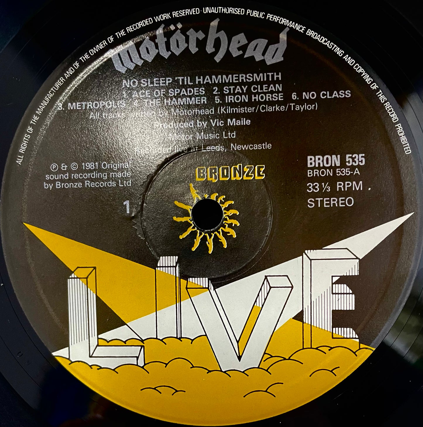 Motörhead – No Sleep 'til Hammersmith - USED Vinyl LP