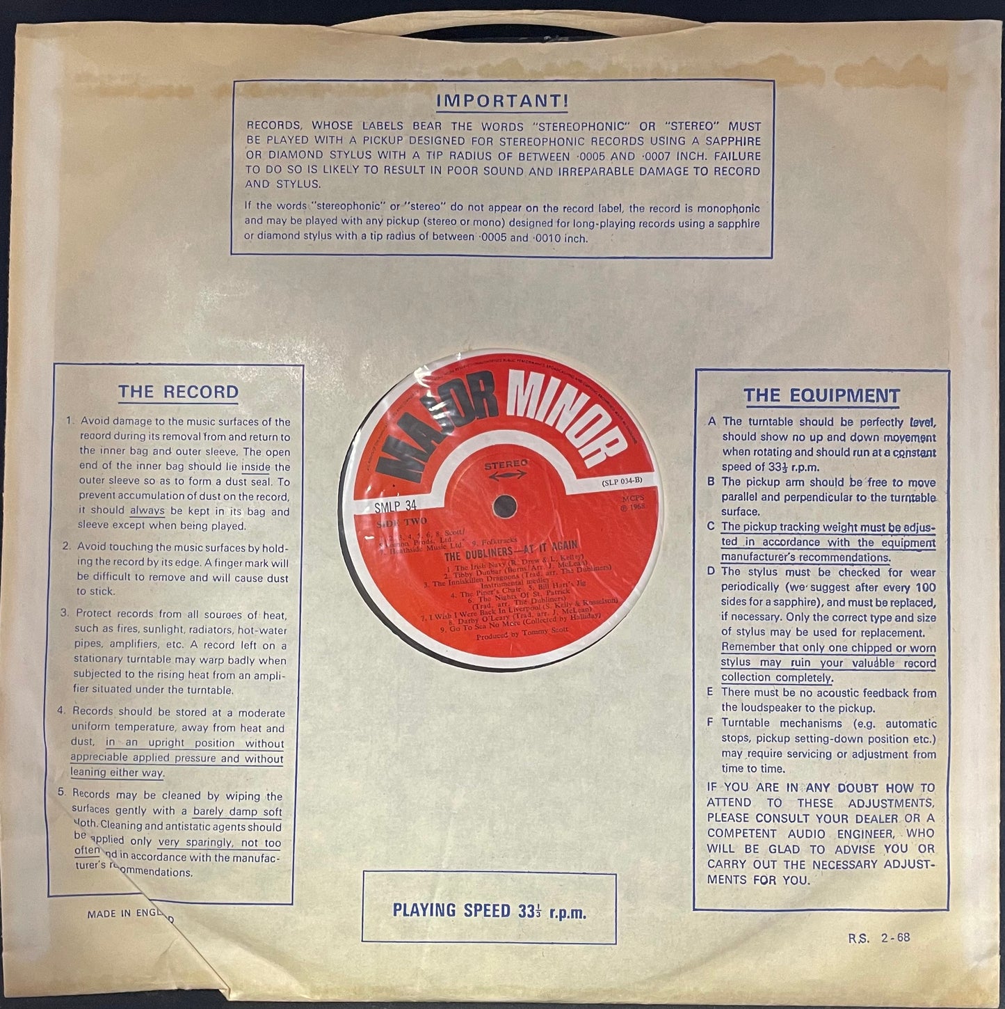 The Dubliners – At It Again! - USED Vinyl LP