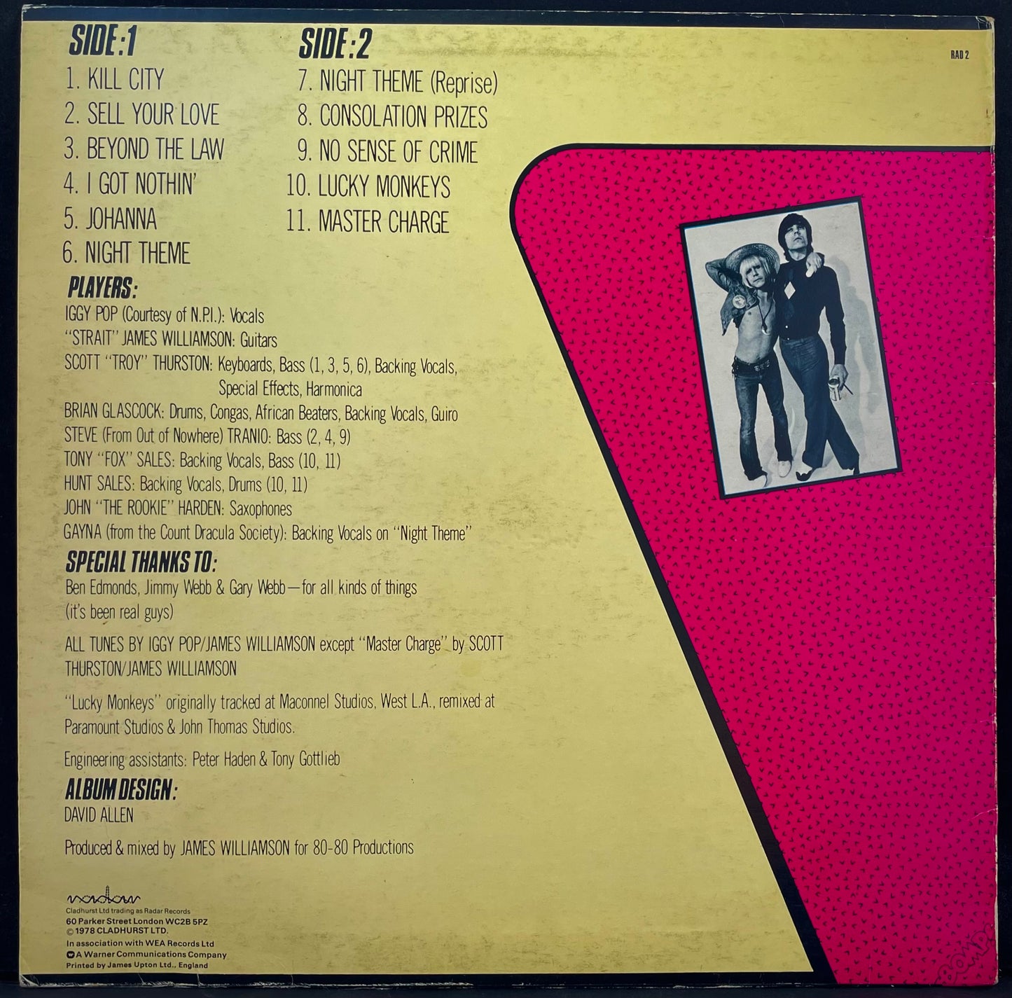 Iggy Pop & James Williamson – Kill City - USED Vinyl LP
