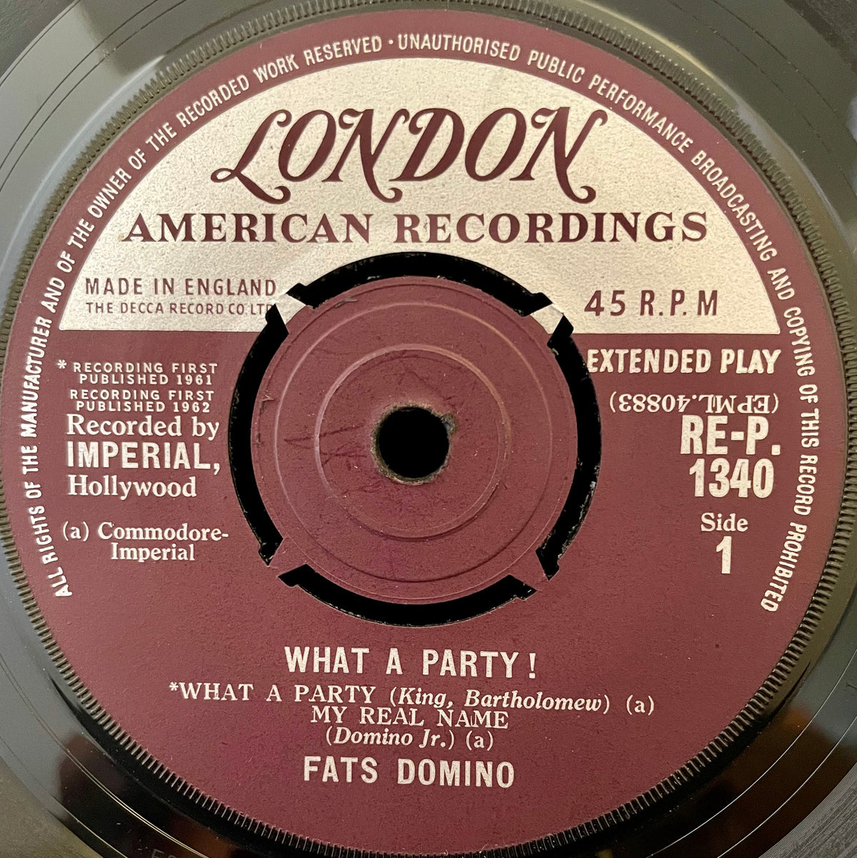 Fats Domino – What A Party ! - USED Vinyl 7" EP Mono