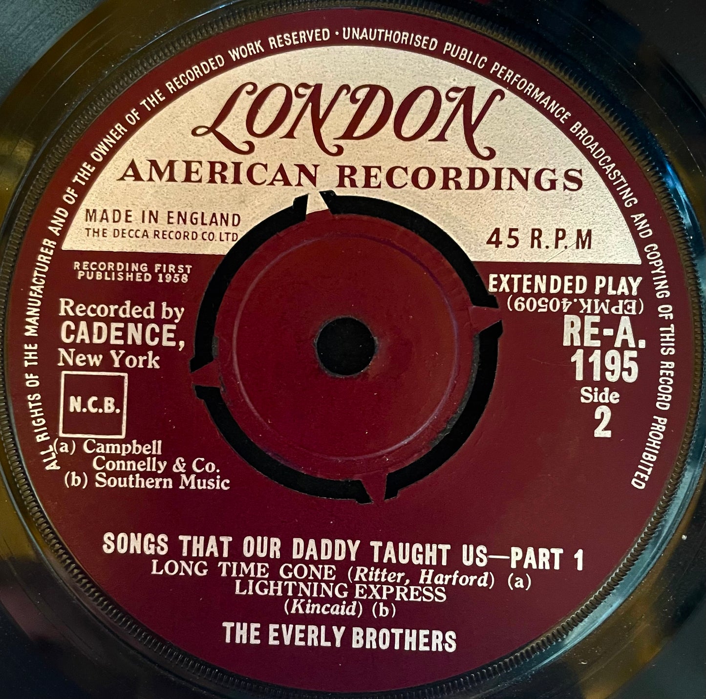 The Everly Brothers – Songs That Our Daddy Taught Us - Part 1 - USED Vinyl 7" EP