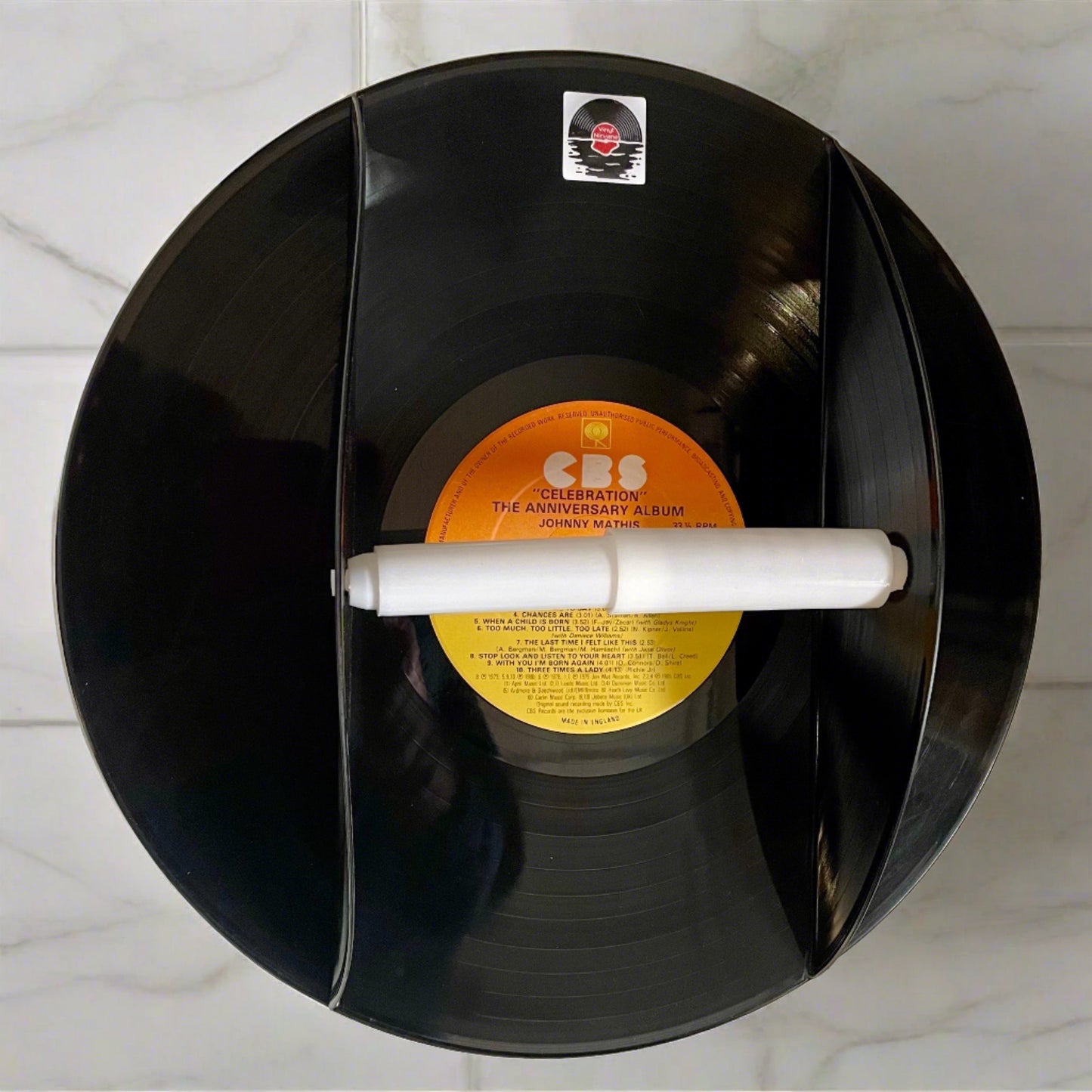 The 'CBS' Vinyl Record Toilet Roll Holder