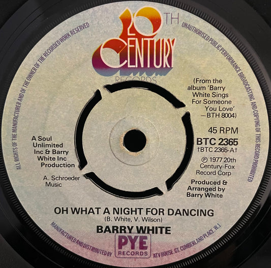 Barry White – Oh What A Night For Dancing – USED Vinyl 7" Single