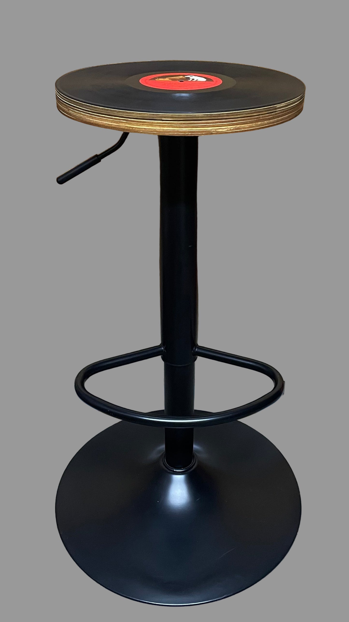 Gas Lift Bar Stool with Vinyl Record Seat