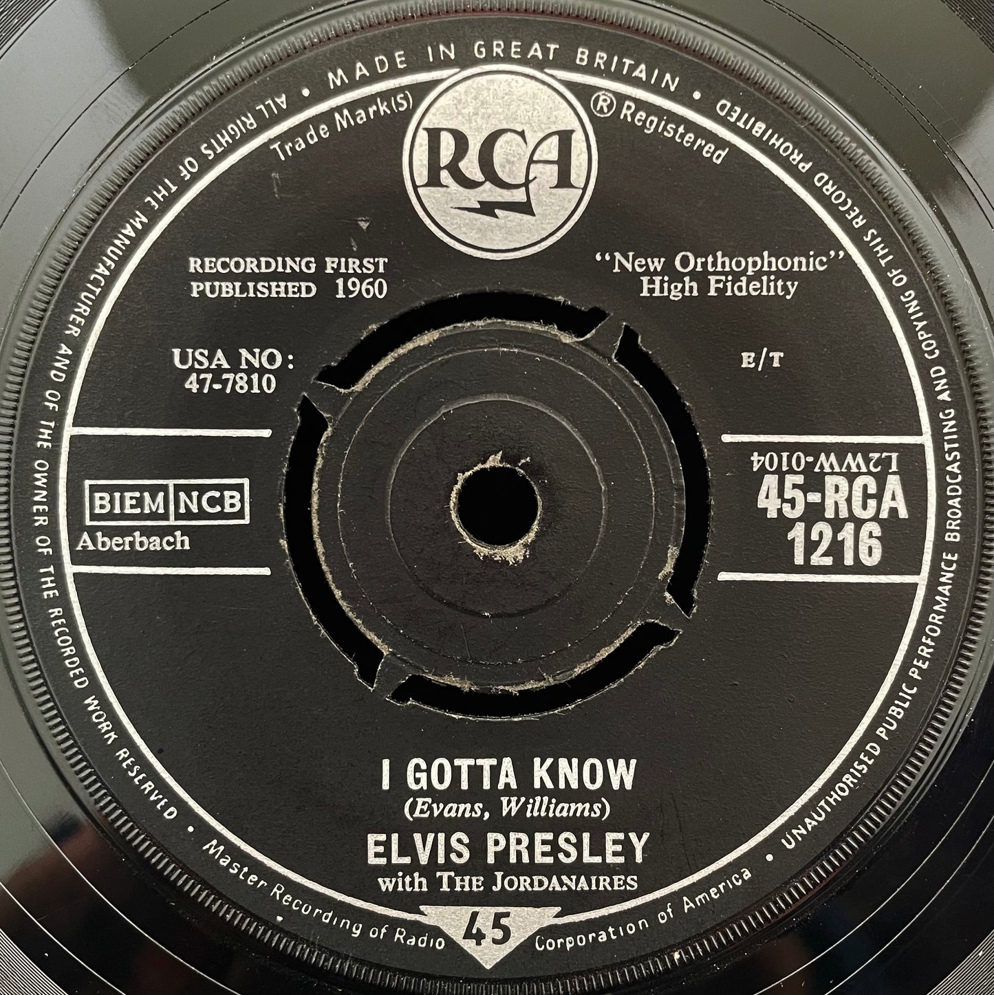 Elvis Presley mit den Jordanaires – Are You Lonesome Tonight? – gebrauchte 7"-Vinyl-Single