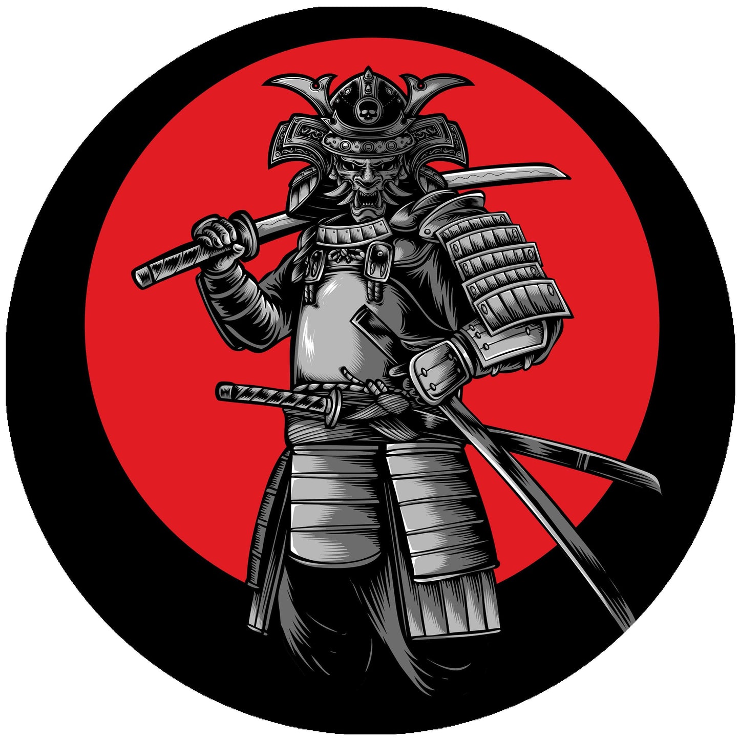 Samurai Slipmat | Japanese Warrior Tattoo Design | 7" 12" Vinyl Turntable DJ Mat