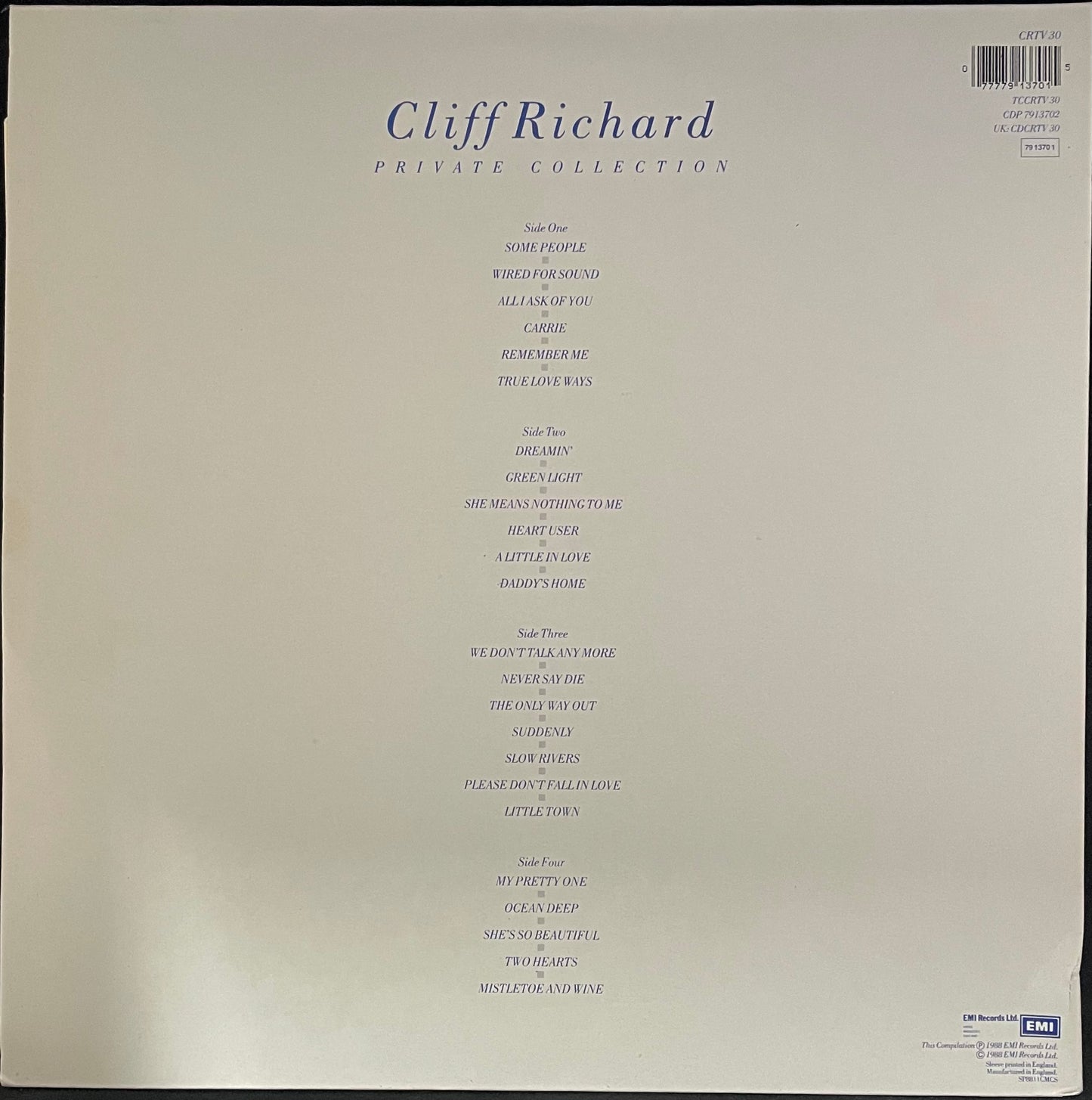 Cliff Richard – Private Collection (1979 - 1988) - USED Vinyl 2LP