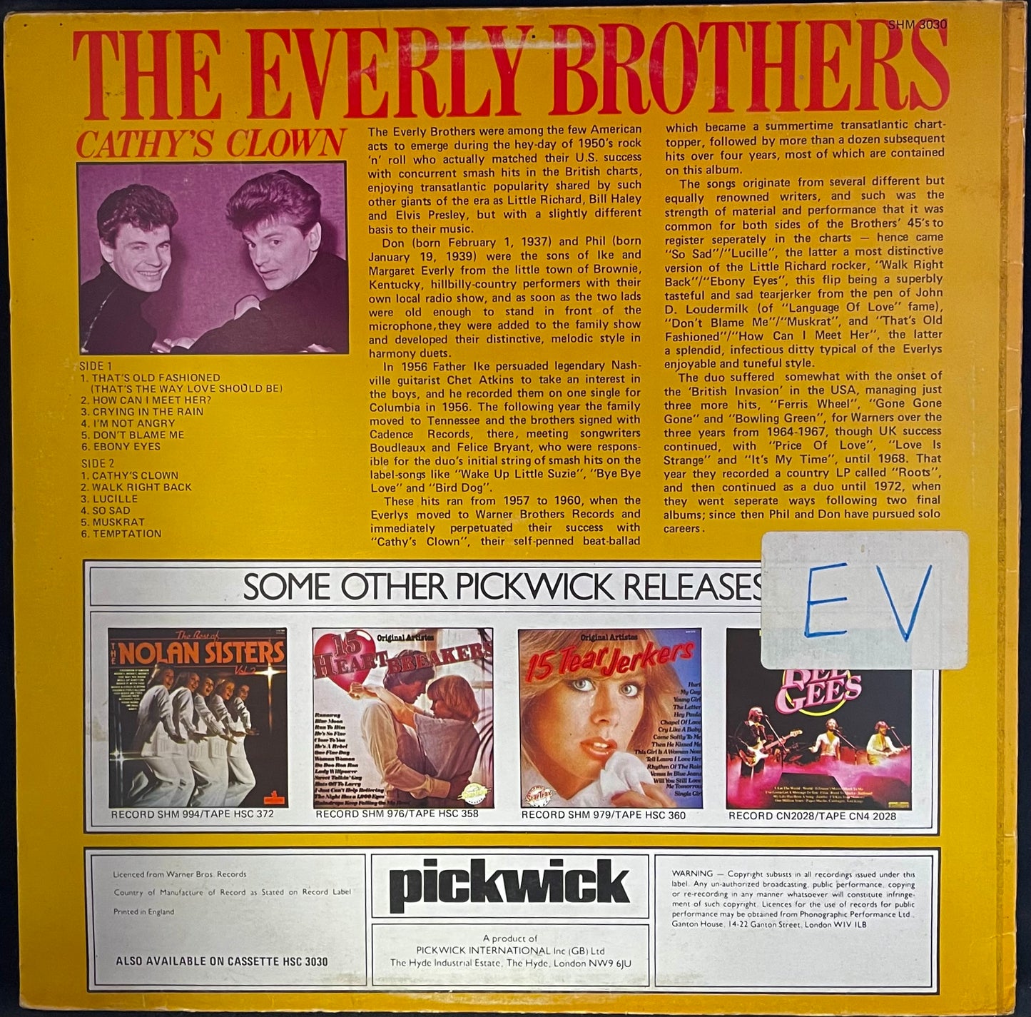 The Everly Brothers – Cathy's Clown - USED Vinyl LP