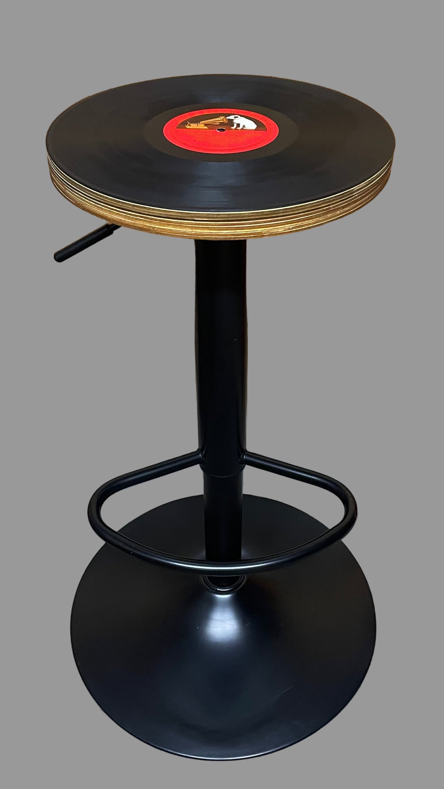 Gas Lift Bar Stool with Vinyl Record Seat