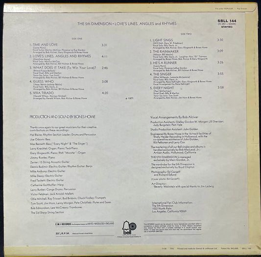 The 5th Dimension – Love's Lines, Angles And Rhymes - USED Vinyl LP