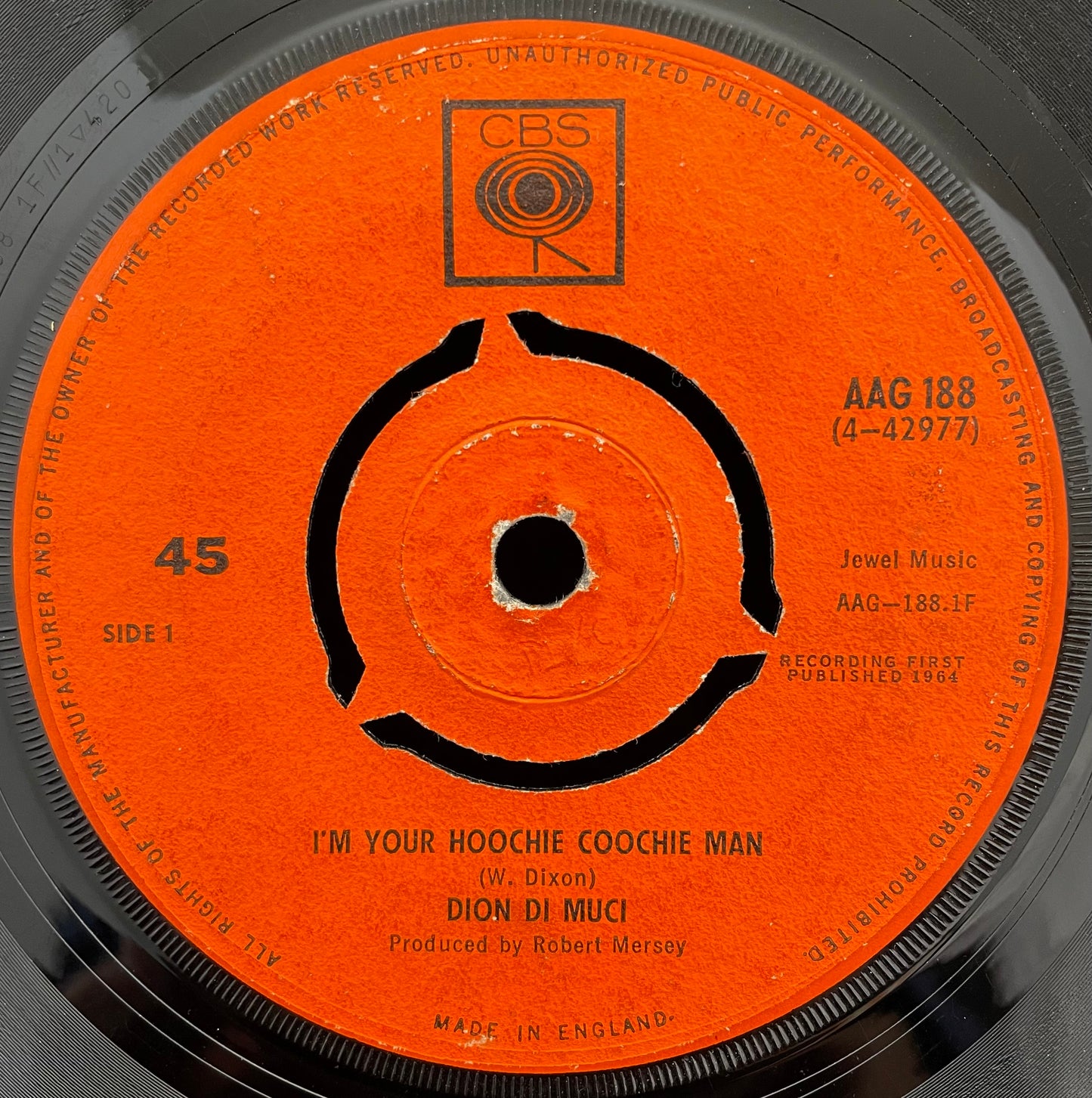 Dion Di Muci – I'm Your Hoochie Coochie Man / The Road I'm On – gebrauchte 7"-Vinyl-Single MONO