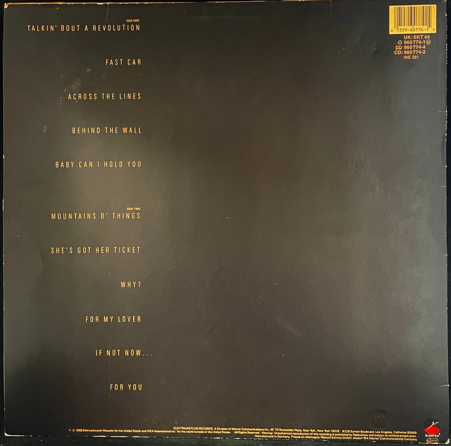 Tracy Chapman – Tracy Chapman - USED Vinyl LP