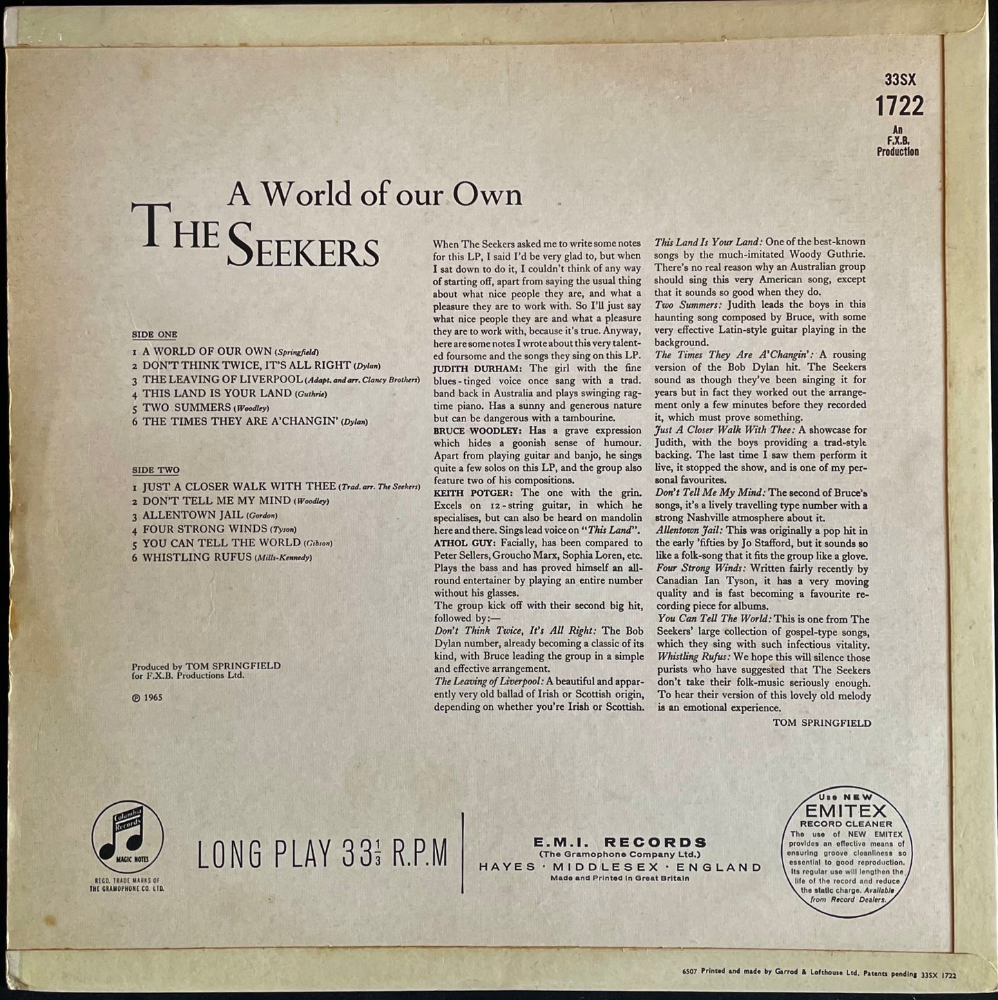 The Seekers – A World Of Our Own - USED Vinyl LP MONO