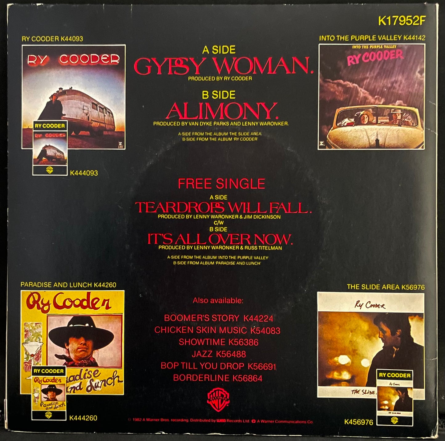 Ry Cooder – Gypsy Woman – USED Vinyl 2x7" Single Limited Edition