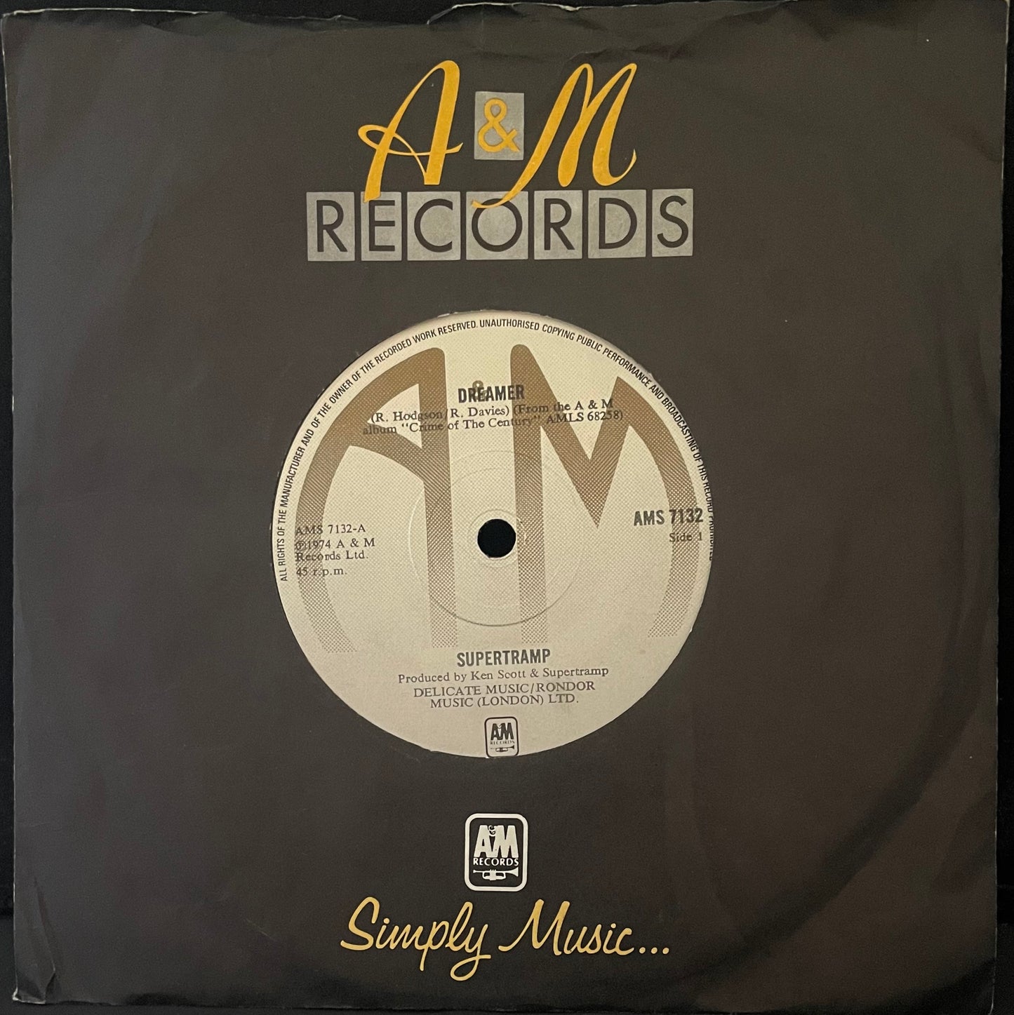 Supertramp – Dreamer - USED Vinyl 7" Single