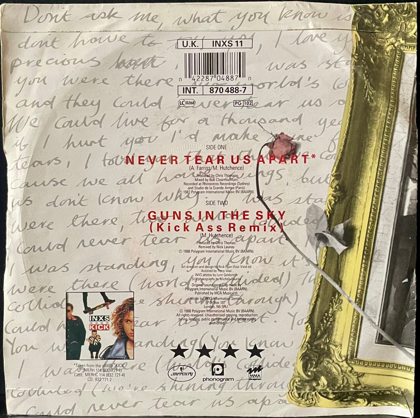 INXS – Never Tear Us Apart - USED Vinyl 7" Single