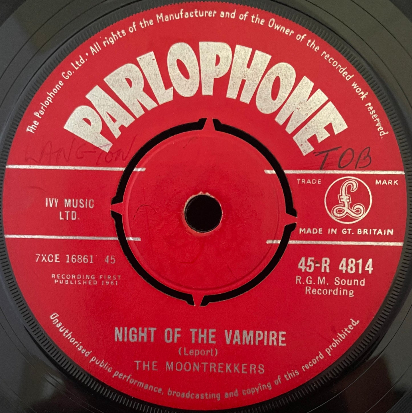 The Moontrekkers – Night Of The Vampire - USED Vinyl 7" Single