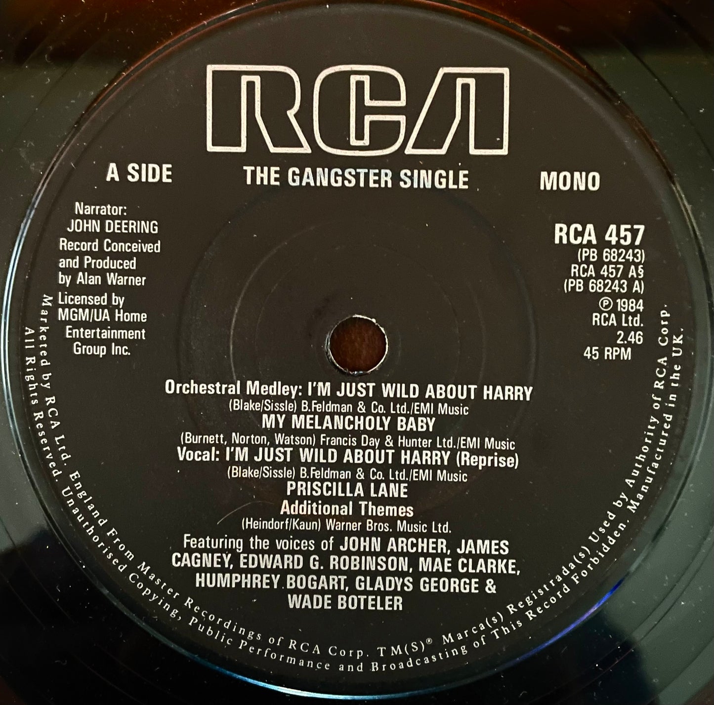 Humphrey Bogart And James Cagney – The Gangster Single - USED Vinyl 7" Single