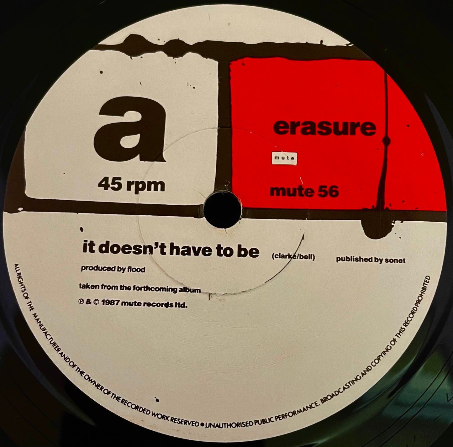 Erasure – It Doesn't Have To Be - USED Vinyl 7" Single