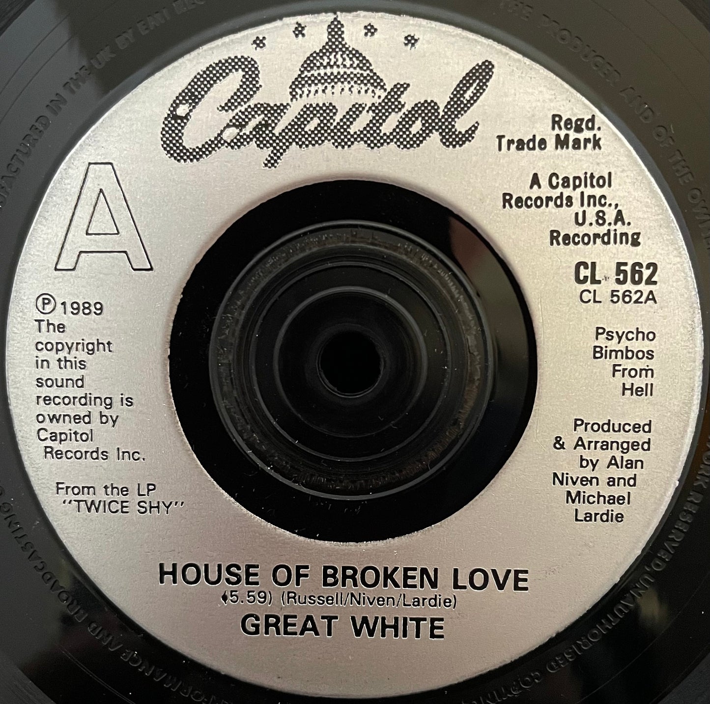 Great White – House Of Broken Love – USED Vinyl 7" Single