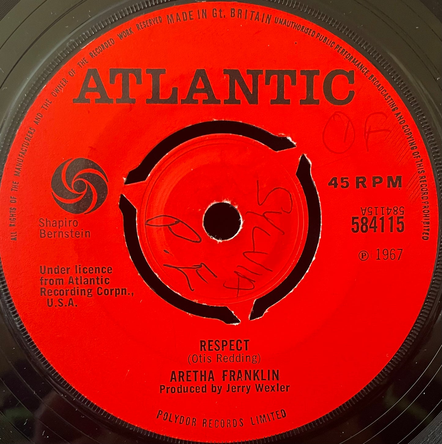 Aretha Franklin– Respect - USED Vinyl 7" Single