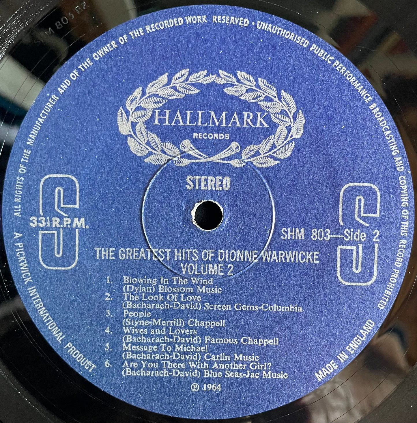 Dionne Warwicke – The Greatest Hits Of Dionne Warwicke Vol. 2 - USED Vinyl LP