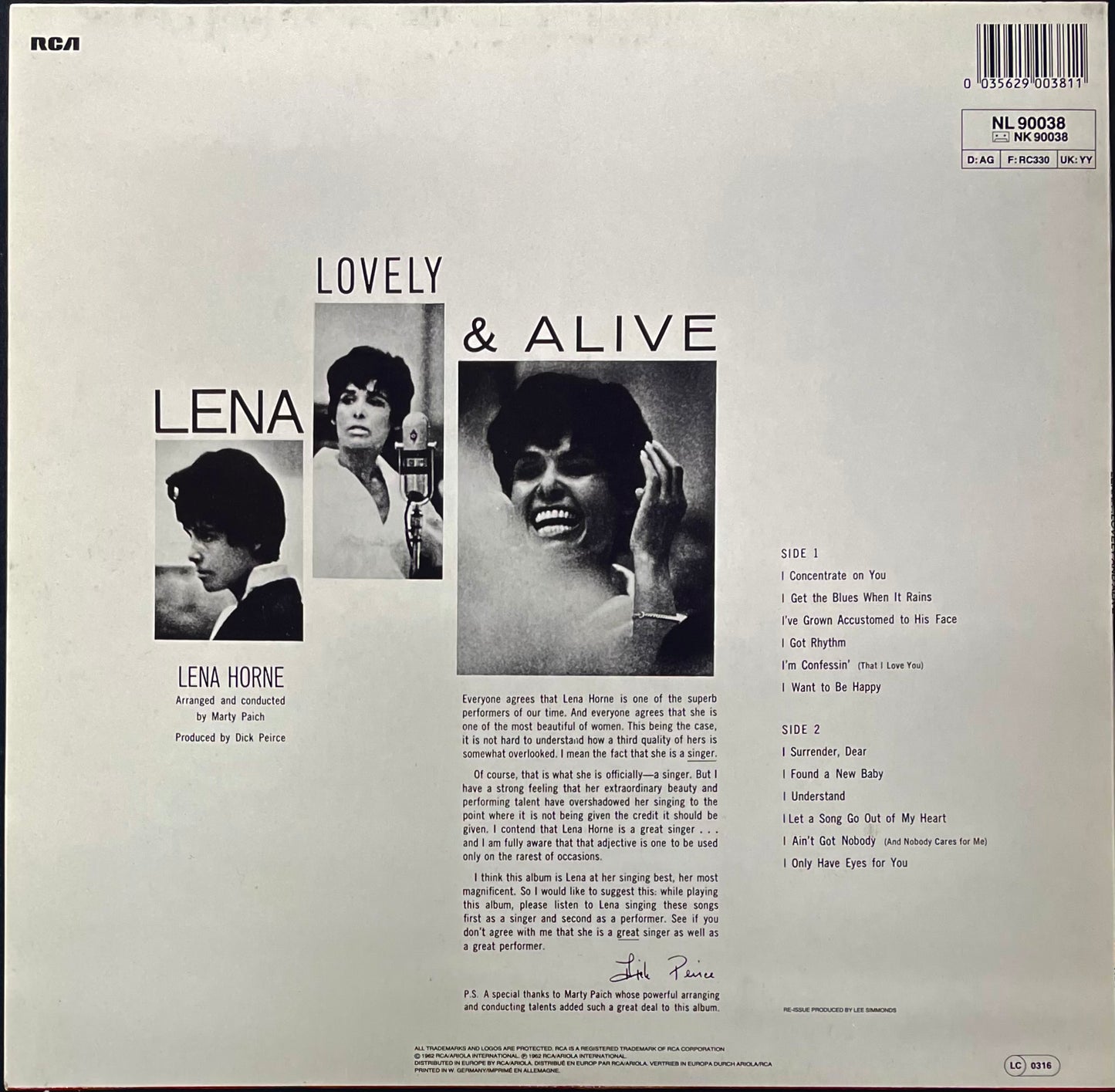 Lena Horne – Lena Lovely And Alive - USED Vinyl LP