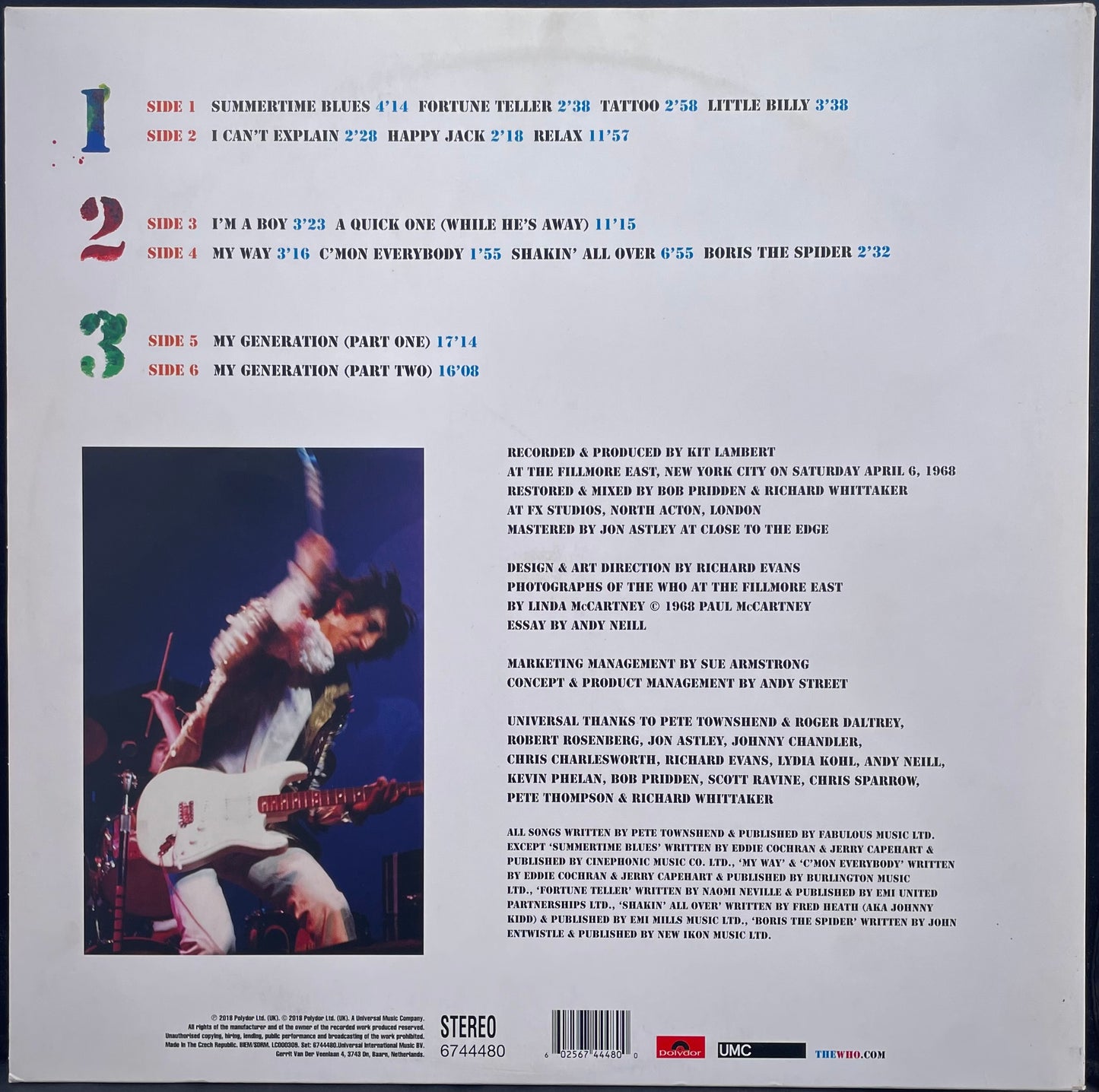 The Who – Live At The Fillmore East 1968 - USED Vinyl 3LP
