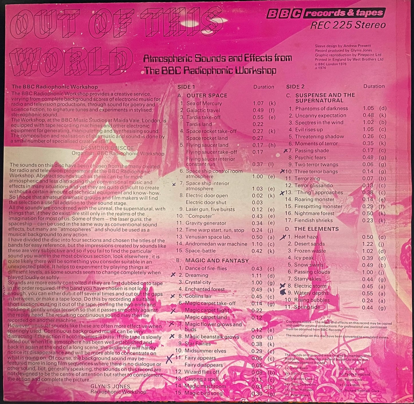 BBC Radiophonic Workshop – Out Of This World - Atmospheric Sounds And Effects From The BBC Radiophonic Workshop - USED Vinyl LP