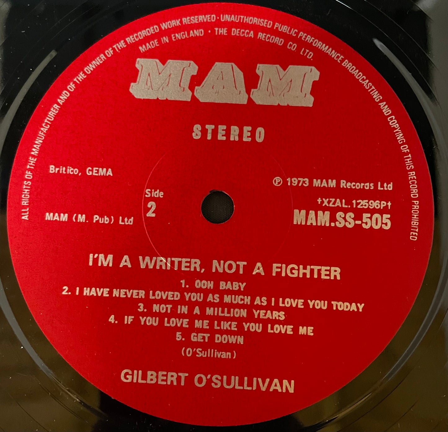 Gilbert O'Sullivan – I'm A Writer, Not A Fighter - USED Vinyl LP
