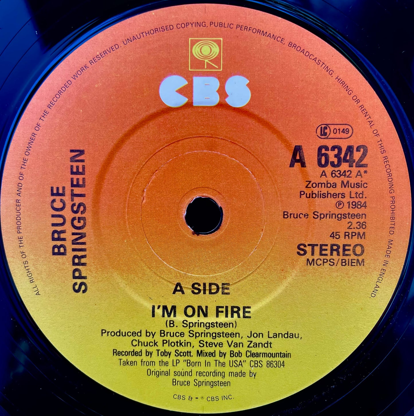 Bruce Springsteen – I'm On Fire / Born In The USA - USED Vinyl 7" Single