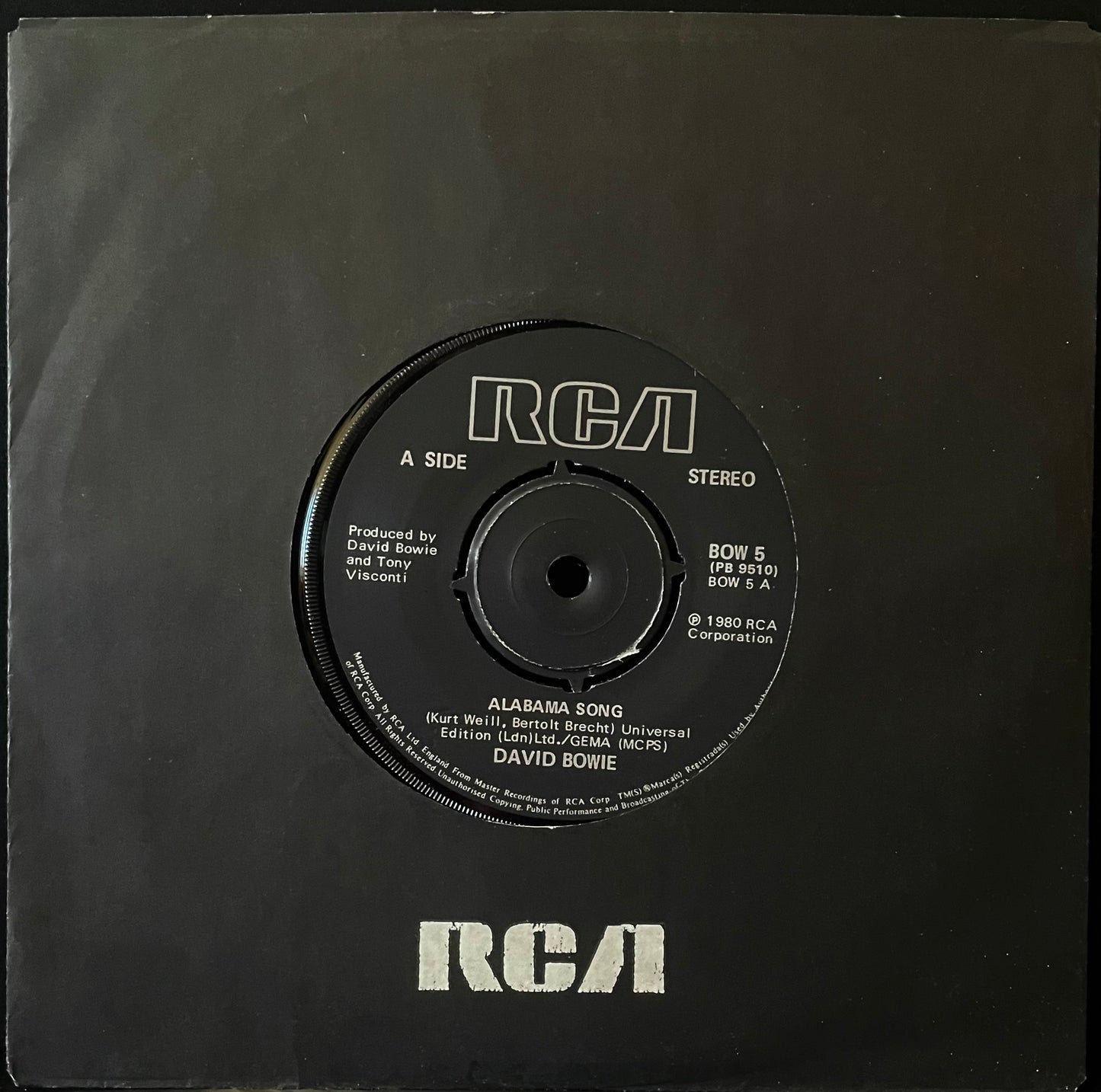 David Bowie – Alabama Song / Space Oddity - USED Vinyl 7" Single  - Poster Sleeve