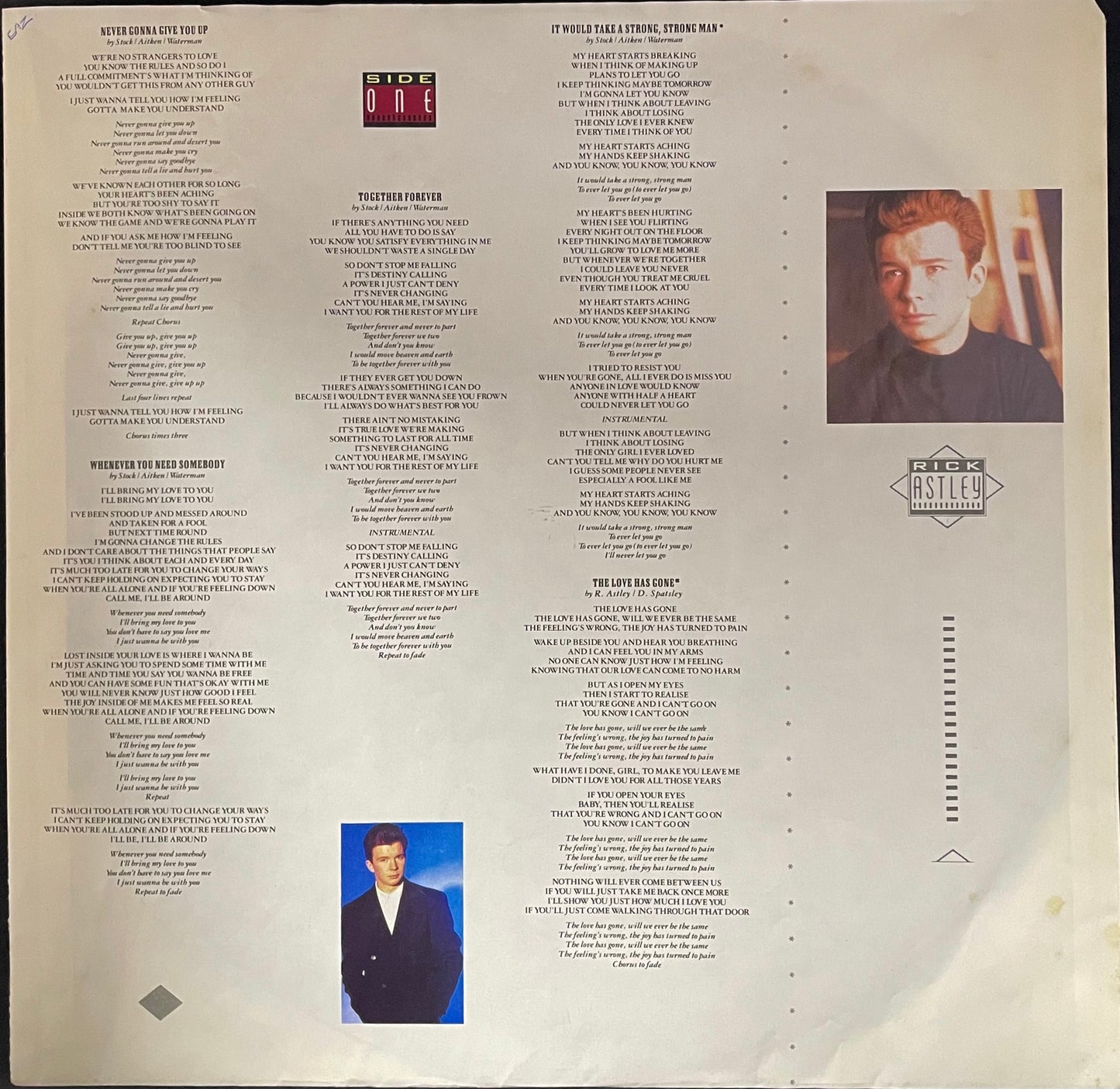 Rick Astley ‎– Whenever You Need Somebody - USED Vinyl LP