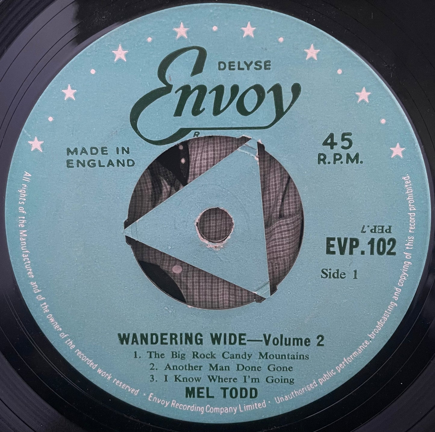 Mel Todd – Wandering Wide - Volume 2 – USED Vinyl 7" EP (Volume 1 Sleeve)