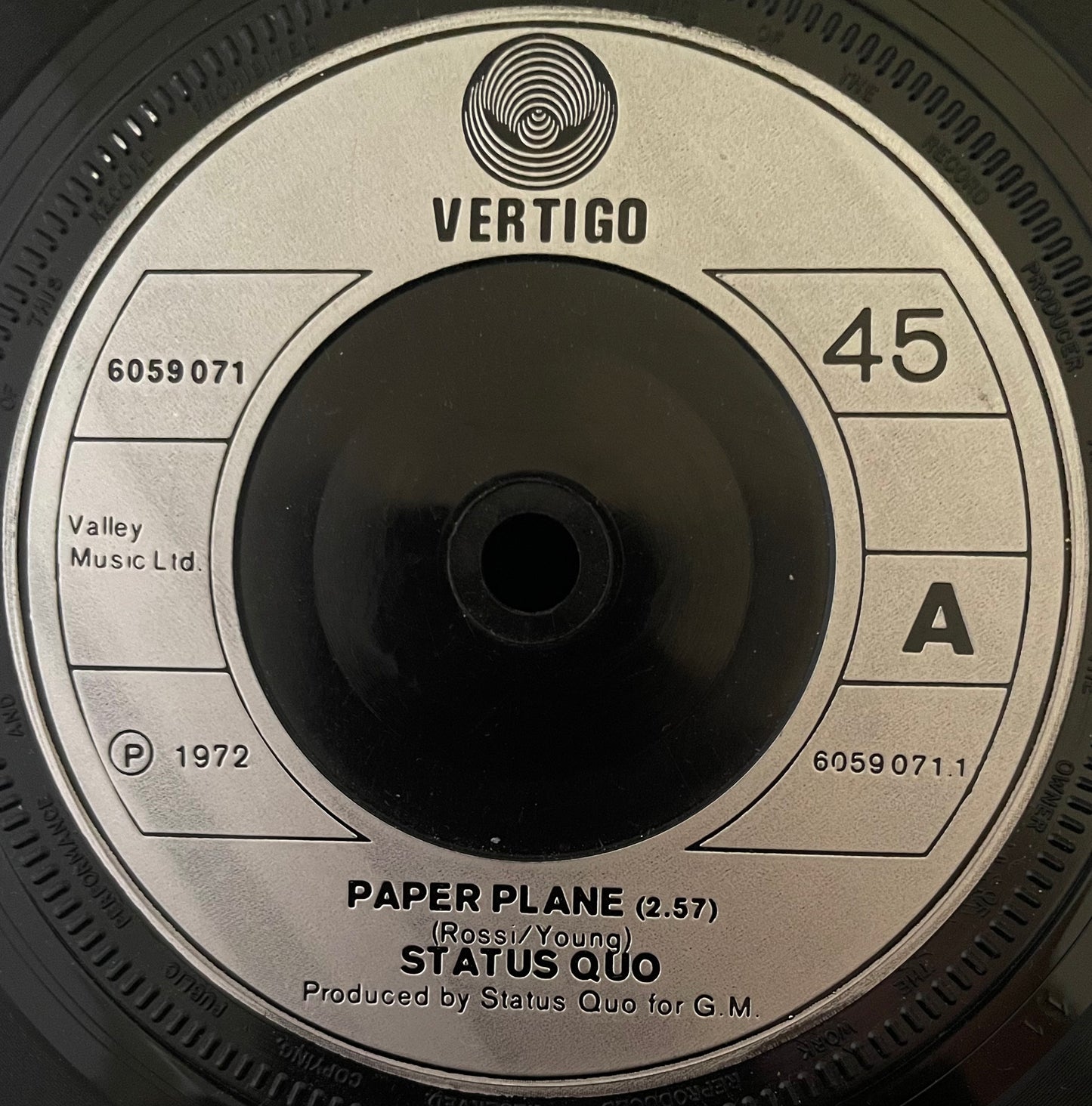 Status Quo – Paper Plane - USED Vinyl 7" Single