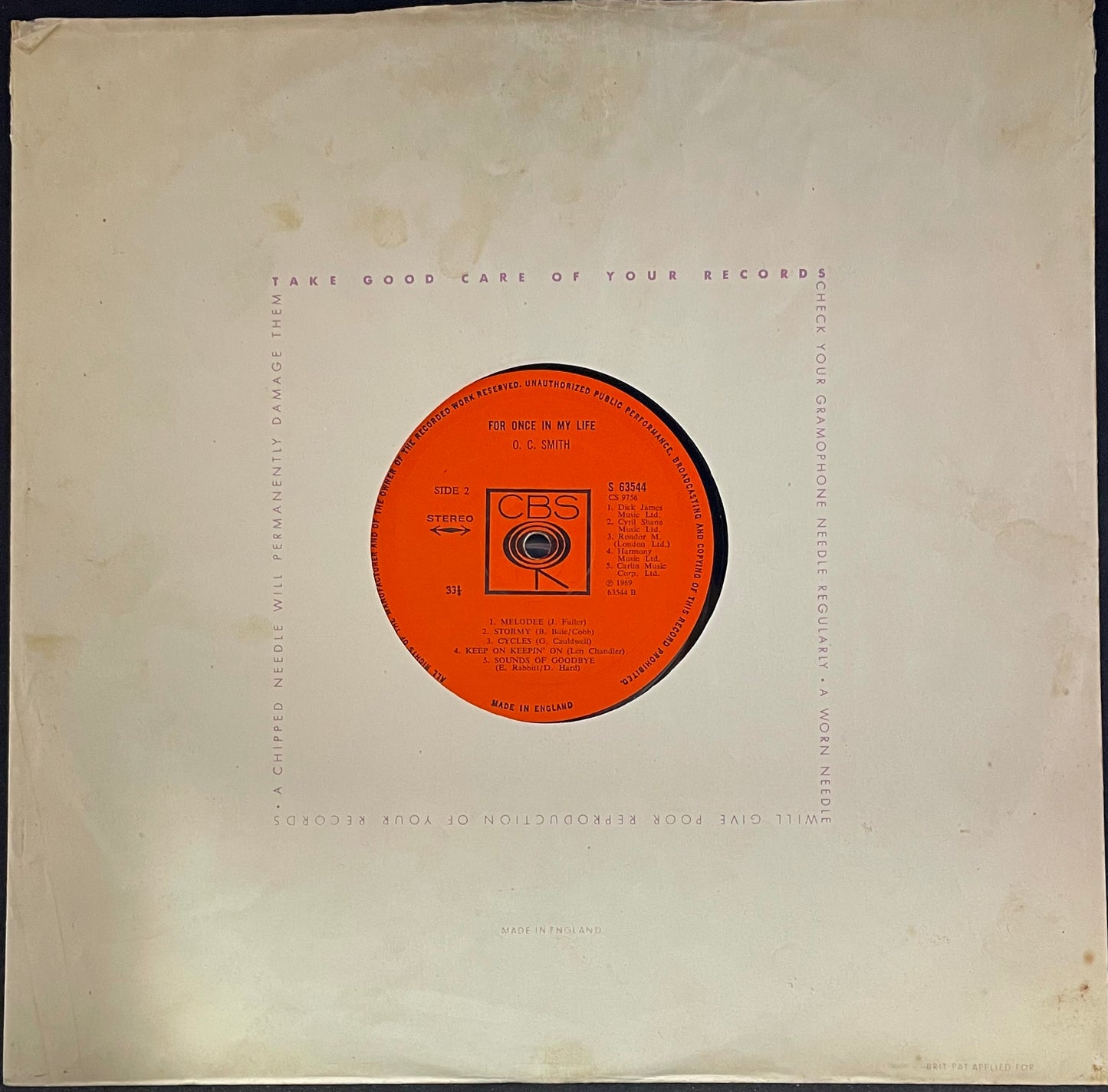 O. C. Smith – For Once In My Life - USED Vinyl LP