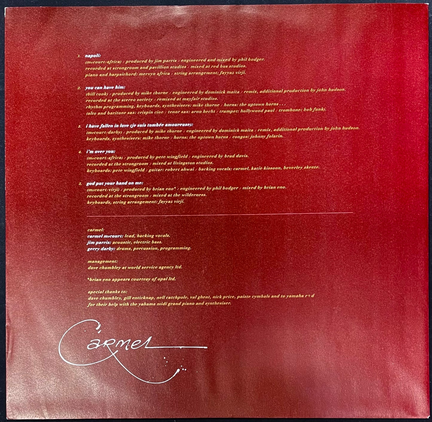 Carmel – Set Me Free – I Love Rock 'N Roll - USED Vinyl LP